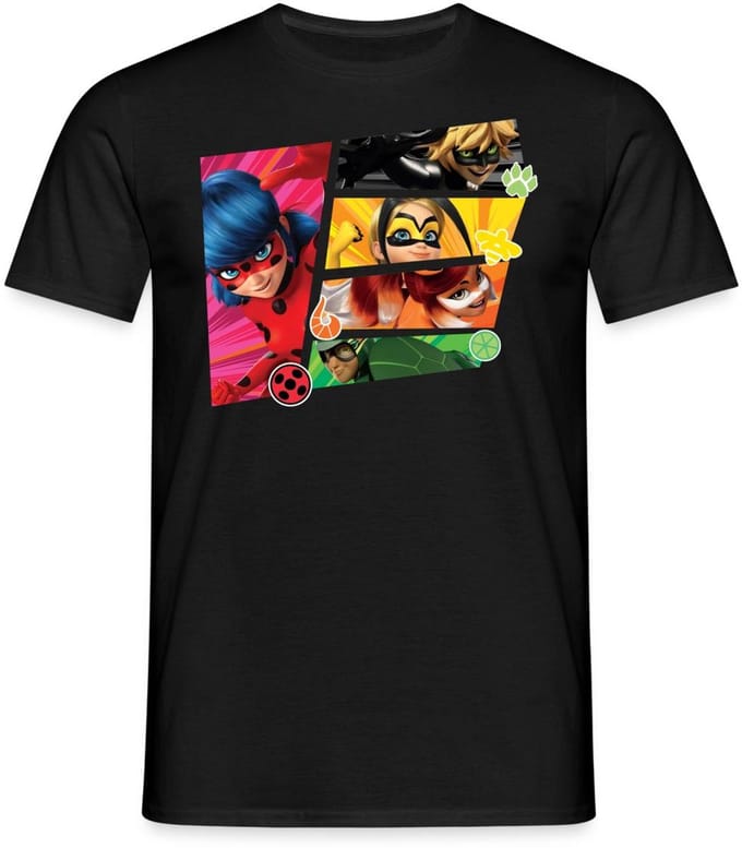Miraculous Superhelden Ladybug Chat Noir Vesperia T-Shirt Heren