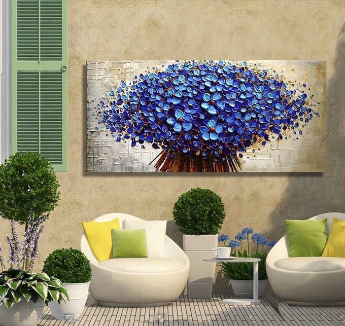 Handgeschilderd schilderij Olieverf op Canvas - Bolderikbloemen