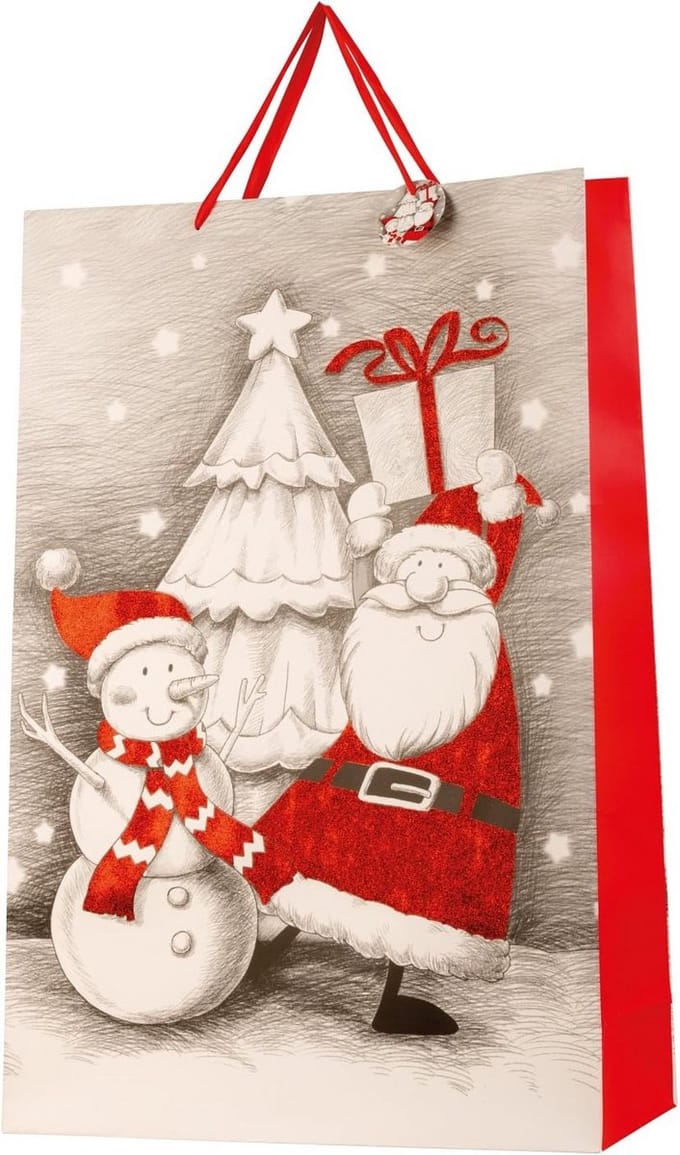 XXL Cadeauzak Kerstmis Glitter - Set van 2 Grote Geschenzakken