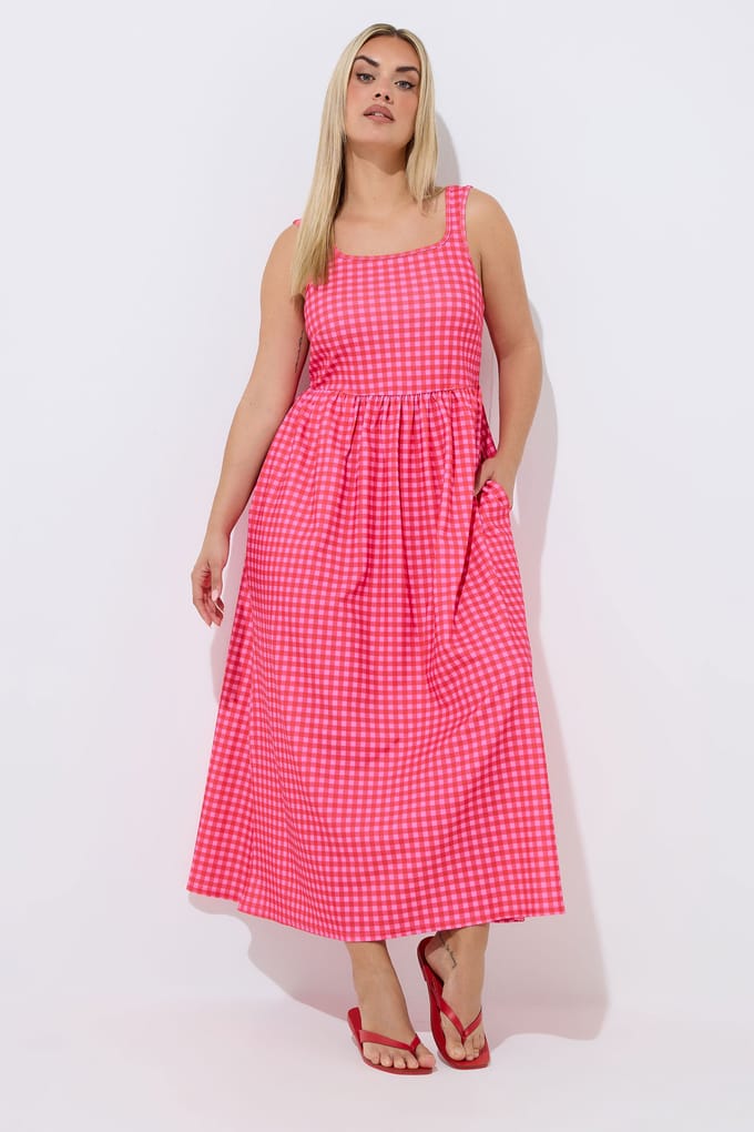 Limited Collection Roze Geruite Maxijurk Size 50-52