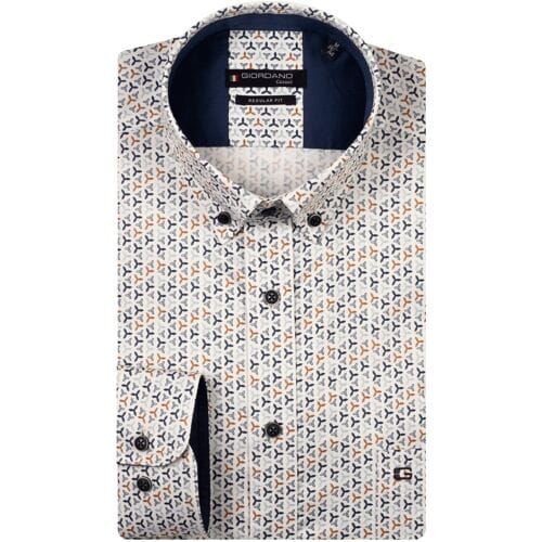Giordano Overhemd Ivy Satin Stretch Mini Graphic Pattern Navy-Multi / male
