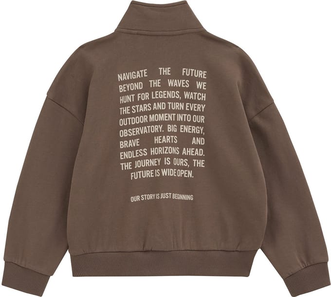 WE Fashion Jongens sweater met quarter-zip en print