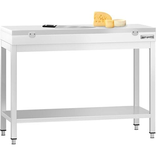 GGM Gastro RVS werktafel PREMIUM - 1000x700mm - met onderschap - incl. snijplank Wit wit