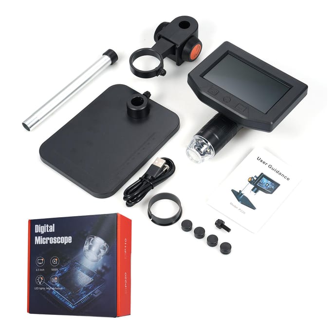 4.3 inch Digitale Microscoop Camera HD Inspectiecamera 1080P 1X1000X Draagbare Muntmicroscopen zwart