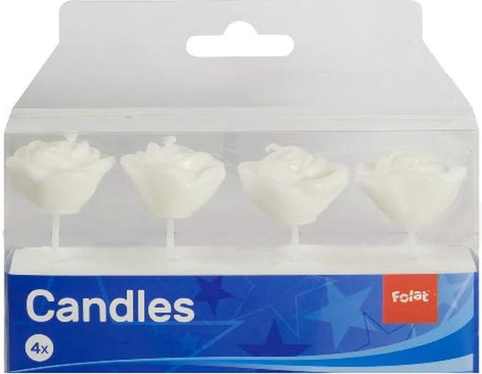 Folat - Rose Shaped Candles White /4