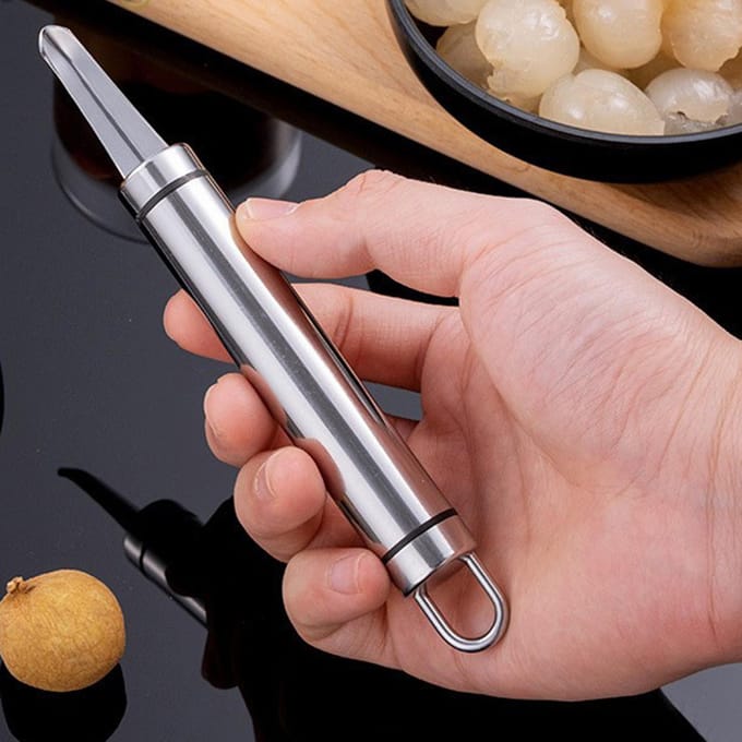 Roestvrij Staal Longan Ontpitter Fruit Kern Verwijderaar Multifunctioneel Draagbaar Longan Kern Verwijderaar white