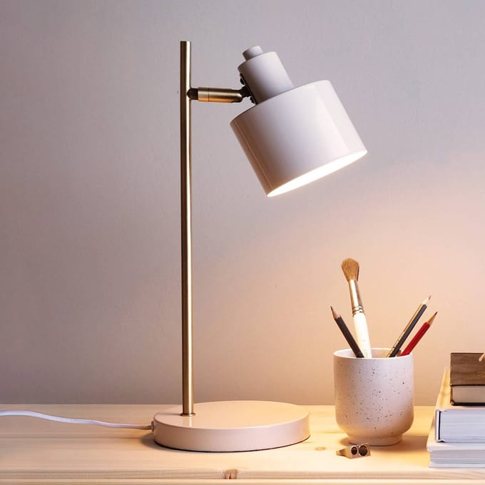 Dyberg Larsen Tafellamp beige/messing metaal H43 cm D20,5 cm Ocean