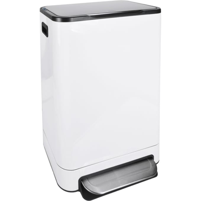 DESQ® Pedaal Prullenbak - 40L - RVS - Binnenemmer - Geurfilter - Softclose - Wit