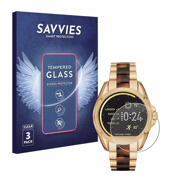 Savvies - Glas Screenprotector voor Michael Kors Access Bradshaw / Grayson - Gehard Beschermglas 9H 3 Stuks