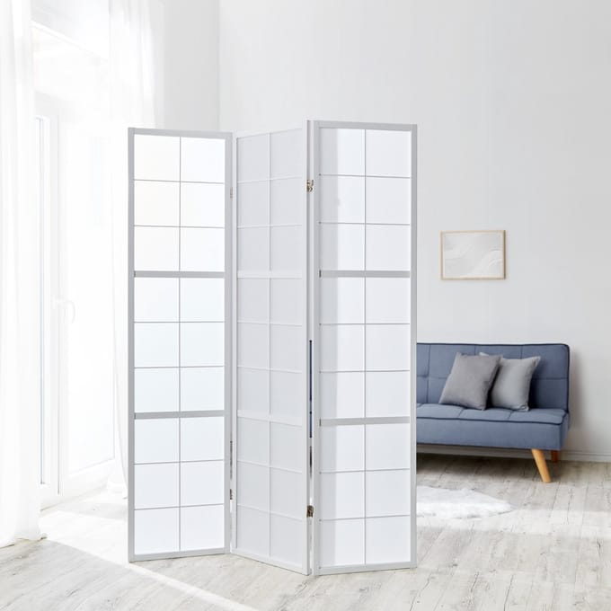 Homestyle4u Kamerscherm 3 panelen - 132x175 cm - Wit - 3-delig - Shoji