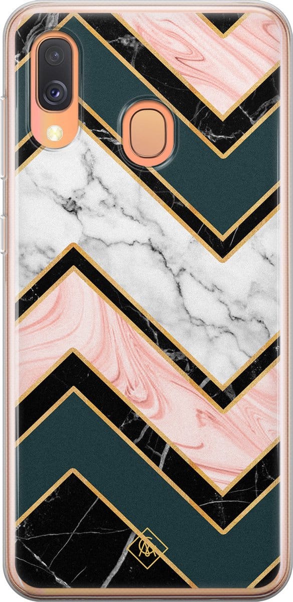 Casimoda® hoesje - Geschikt voor Samsung A40 - Marmer Triangles - Backcover - Siliconen/TPU - Multi