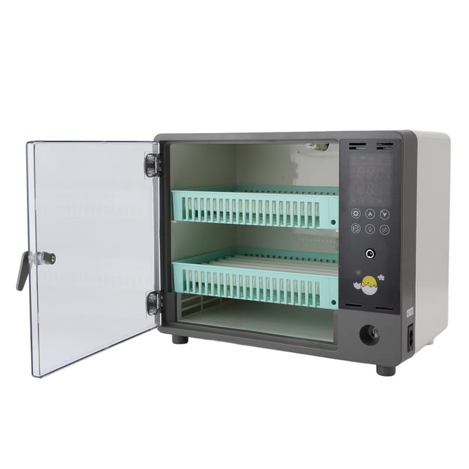Eierbroedmachine voor 24 eieren uitkomen Automatisch eieren keren Temperatuurregeling Vochtigheidsmonitoring gray