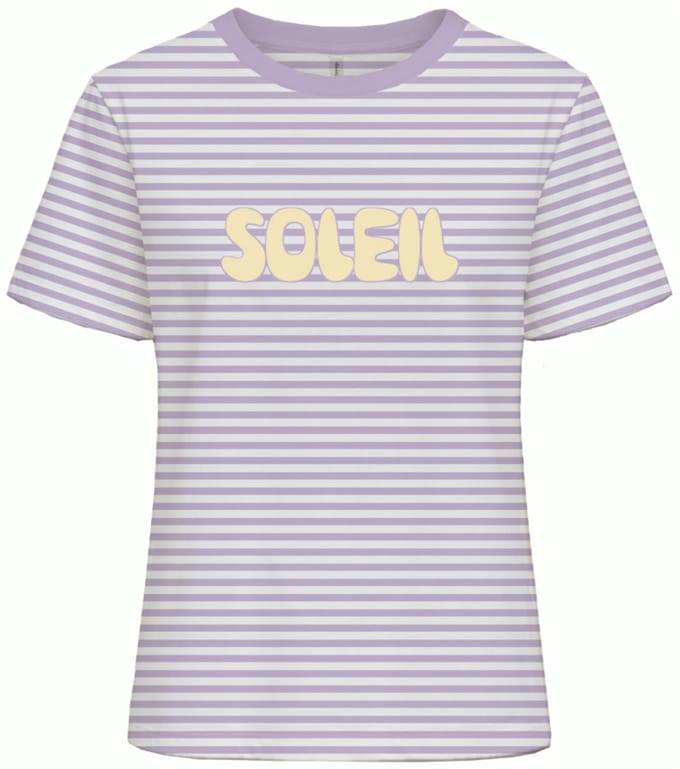 Only T-shirt Onlamira S/s Reg Stripe Tee Cs Jrs 15393602 Cloud Dancer/orchid Blo Dames Maat - M