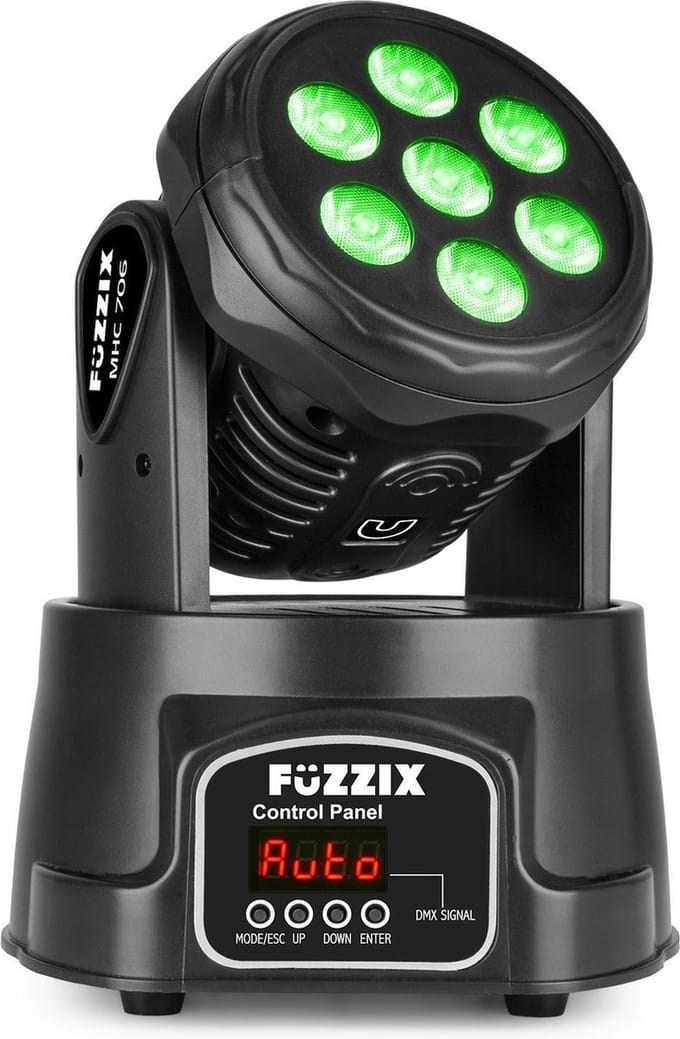 Moving head - Fuzzix MHC706 - Krachtige en compacte discolamp met 7 LED's van 6W - RGBW - DMX