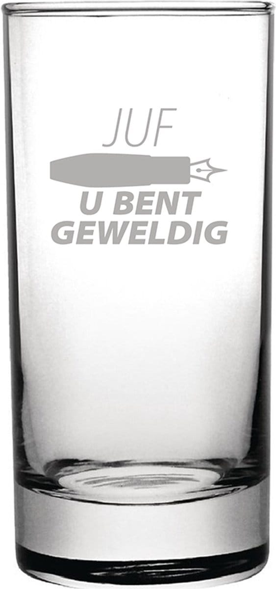 Gegraveerde longdrinkglas 28,5cl Juf u bent geweldig