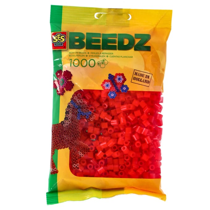 SES Creative - Beedz - Rood - Strijkkralen - 1000 Stuks - PVC Vrij - Vanaf 5 Jaar