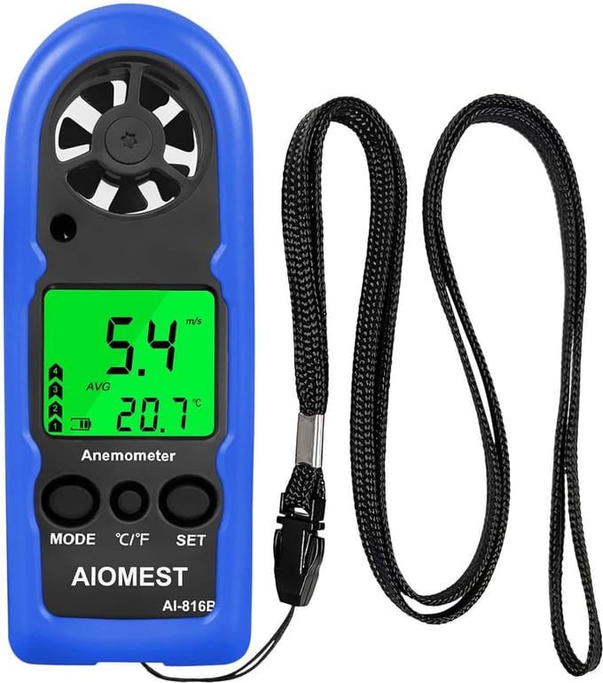 Digitale Windsnelheidsmeter - Windmeter CFM - Buitenactiviteiten Meten - 7 Gevoelige Bladen - Zakformaat - Zwart