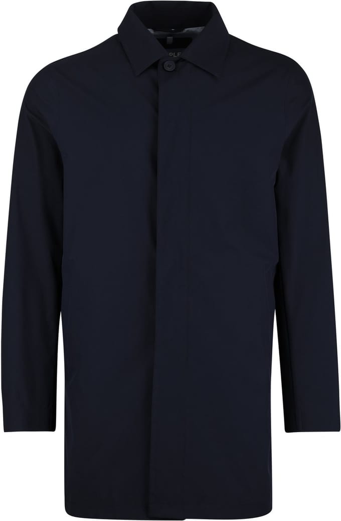 mantel jas People of Shibuya Toshiro navy polyester lang