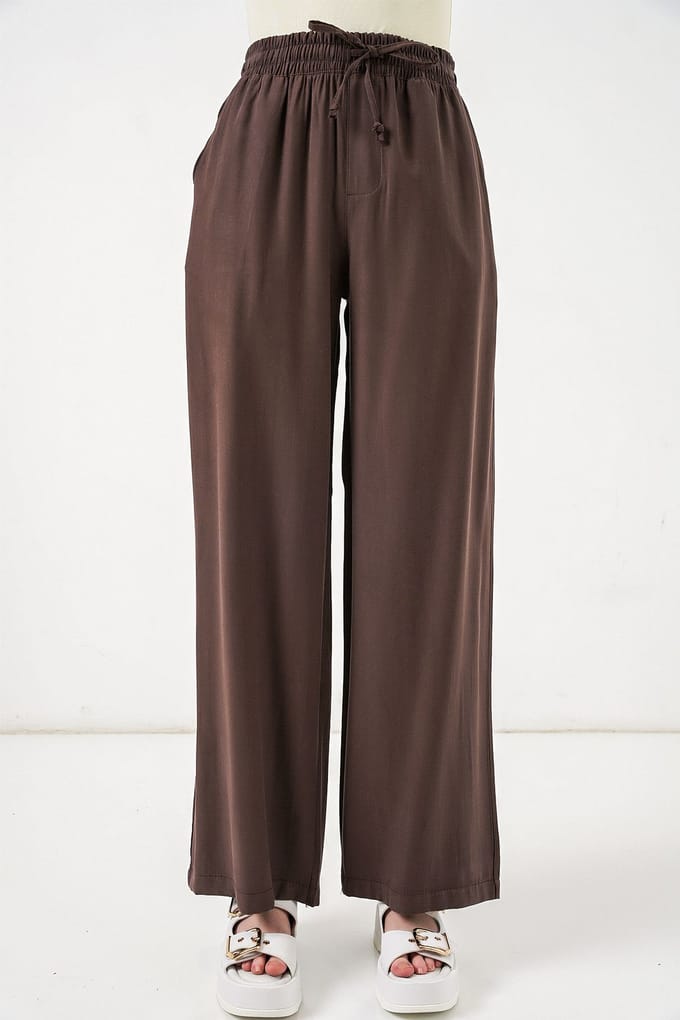 Hoge taille wijde broek met zakken