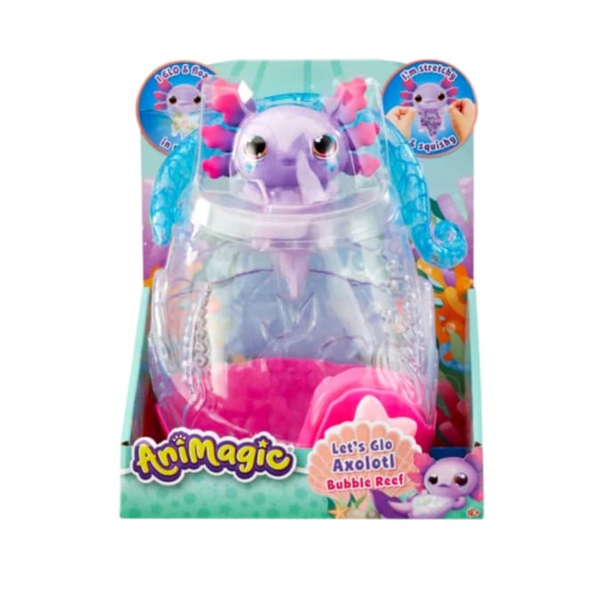 Animagic Let's Glo Axolotl Aquarium - Speelfiguur - Lichtgevende Axolotl - Met eigen aquarium
