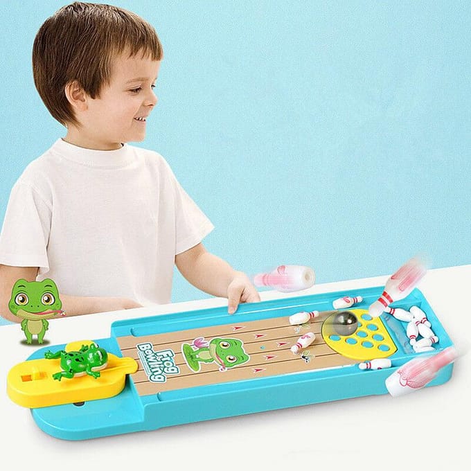 Mini enfants grenouille Bowling bureau jeux interactifs jouets éducatifs rampe de lancement beige