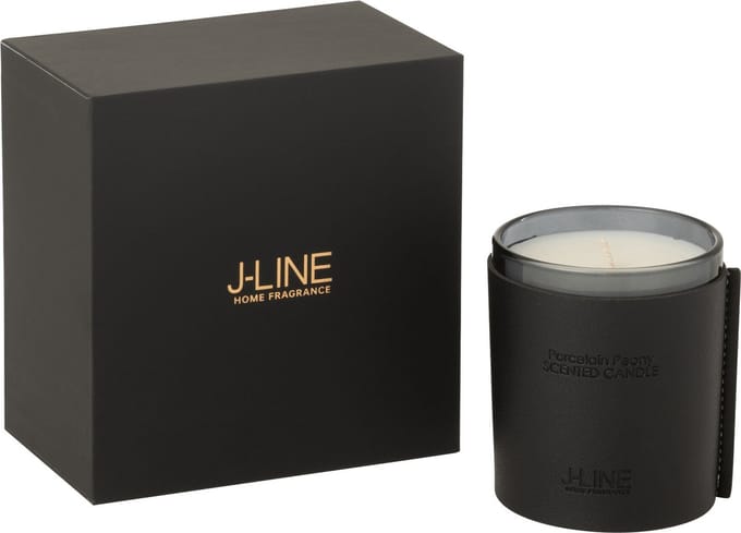 J-Line geurkaars Leder - Black Diamond - glas - zwart - 40U