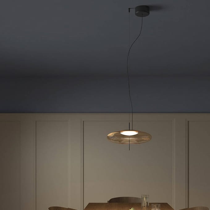 LEDS-C4 Plat LED hanglamp decentraal barnsteen