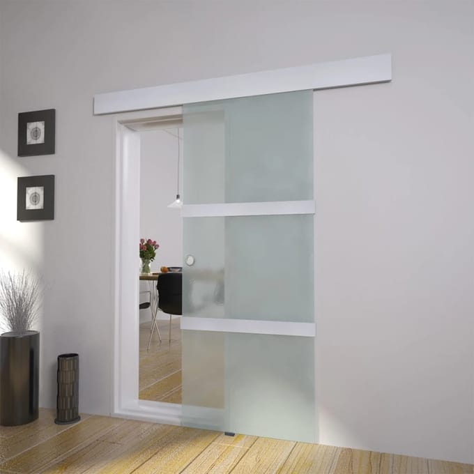 vidaXL - Schuifdeur - 178 - cm - glas - en - aluminium - zilverkleurig