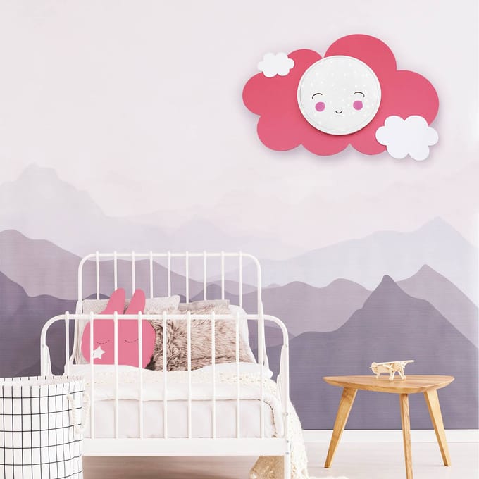 Elobra LED wandlamp beeldwolk Starlight Smile, roze