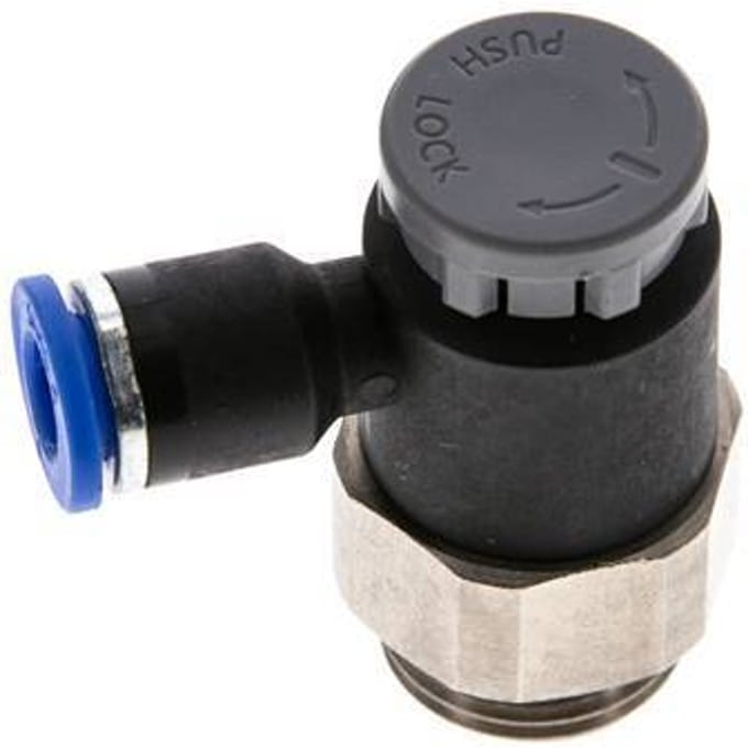 L-stuk Regelventiel 6 mm - G3/8'' Regeling-Uit Messing/Nylon Borgmoer