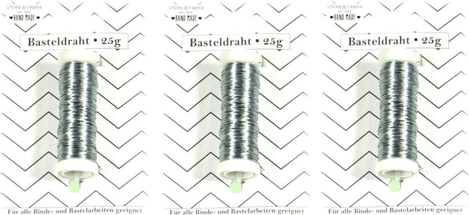 Stern Fabrik Binddraad/wikkeldraad - 3x rolletjes - zilver - 50 m x 0,35 mm - hobbydraad/bloemendraad