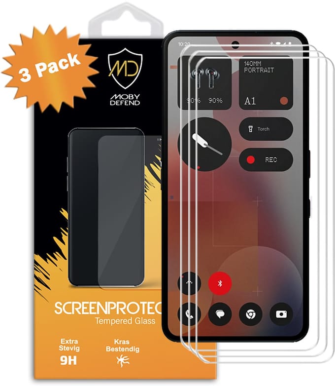 3-Pack MobyDefend Screenprotectors - Geschikt voor Nothing Phone (3a) Pro - Case-Friendly Screensavers - Gehard Glas