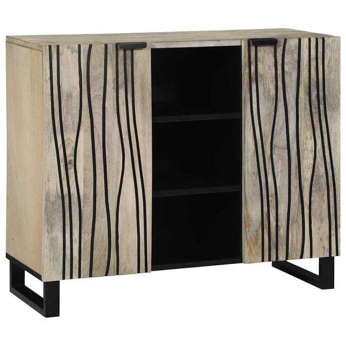 vidaXL - Sideboard - Wit - 90 - x - 33 - x - 75 - cm - massief - mangohout