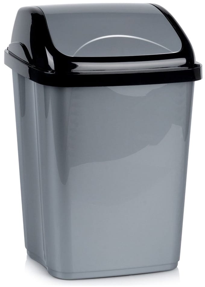 Orion - Plastic Prullenbak - Grijs - 16 l - Uitschuifbare Deksel