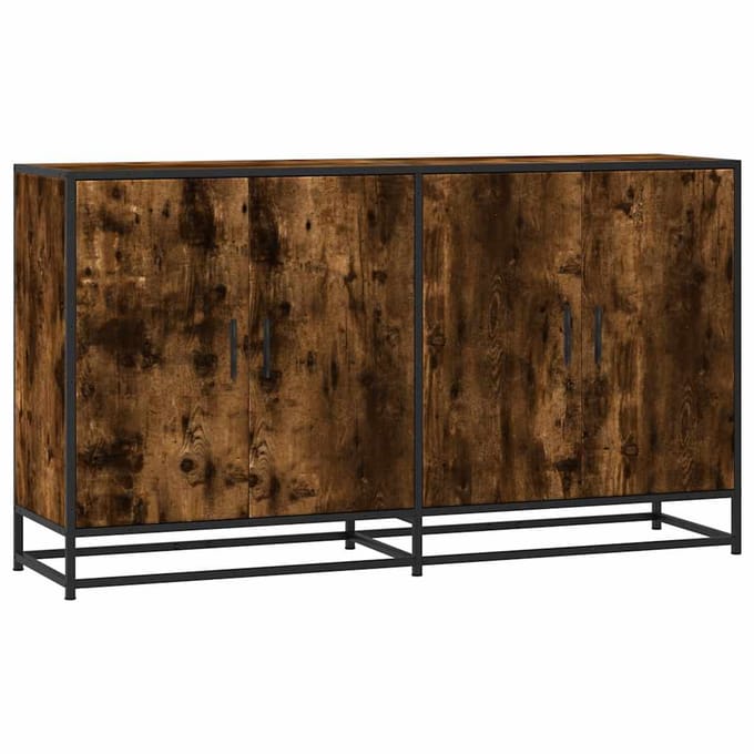 vidaXL - Dressoir - 134x35x76 - cm - bewerkt - hout - gerookt - eikenkleurig
