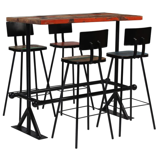vidaXL - 5-delige - Barset - massief - gerecycled - hout - meerkleurig