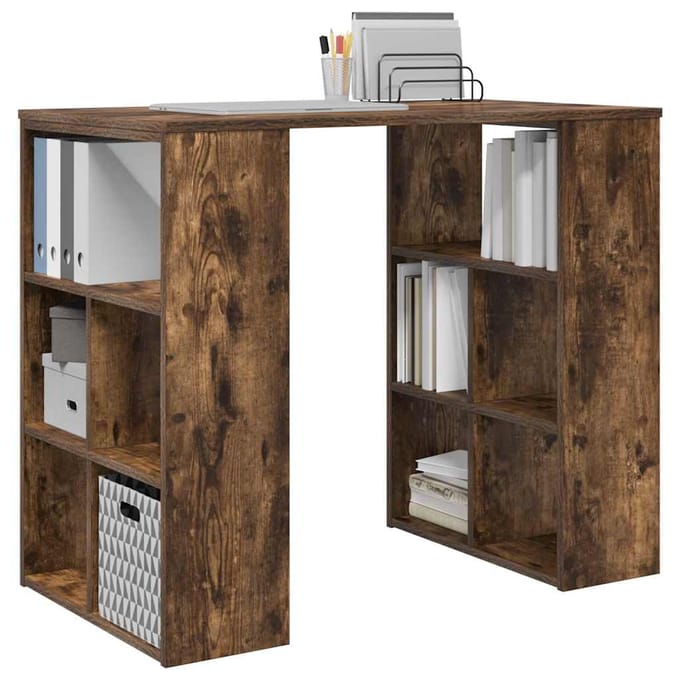 vidaXL - Bureau - Rook - Eiken - Bewerkt - hout - 90 - x - 50 - x - 75 - cm