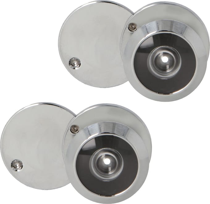 2x amig deurspion - messing - verchroomd - 160° zicht - voor deuren 15-25 mm