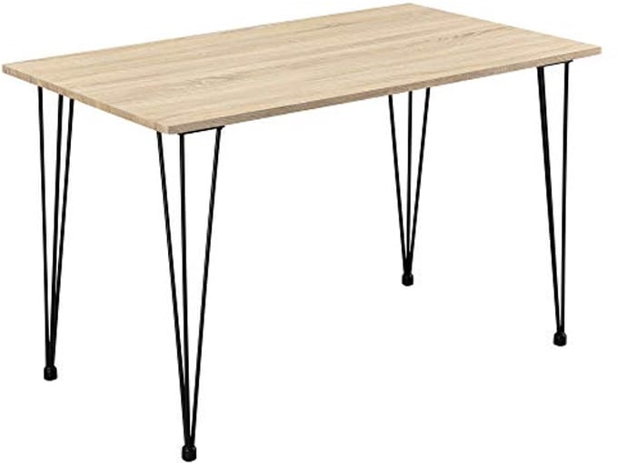 Eettafel 120x70 cm MDF en staal in eikenlook