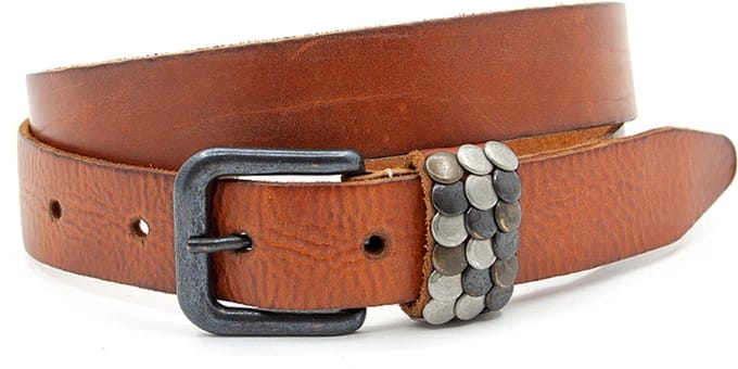 Dames riem cognac met studs - 3 cm breed - Leer - Jeans riem - Stoer - Maat 95