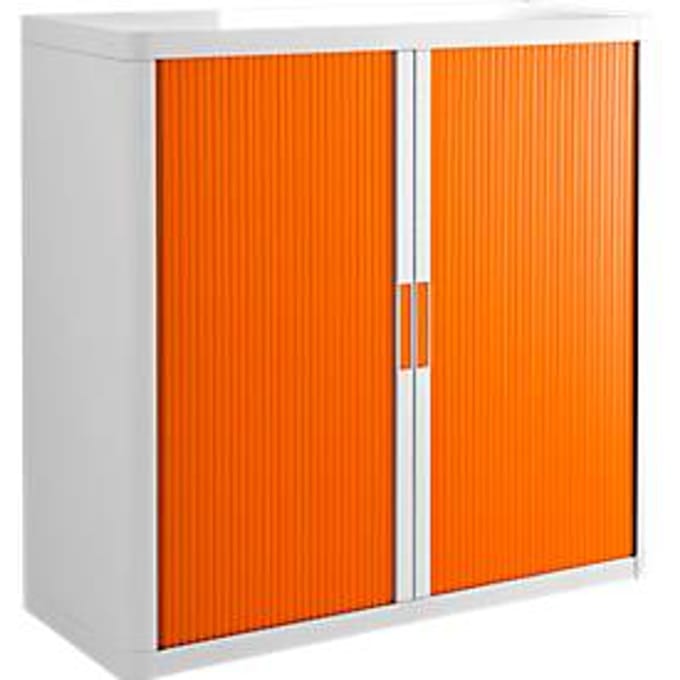 Roldeurkast - B 1100 x D 415 x H 1040 mm - wit/oranje