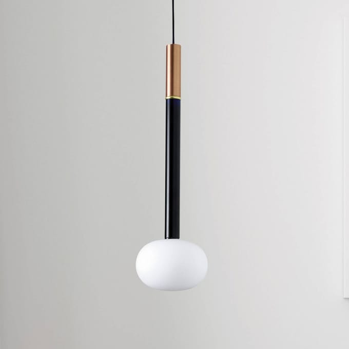 miloox by Sforzin Hanglamp Mose, koper, kaphoogte 48 cm, 1-lamp, glas