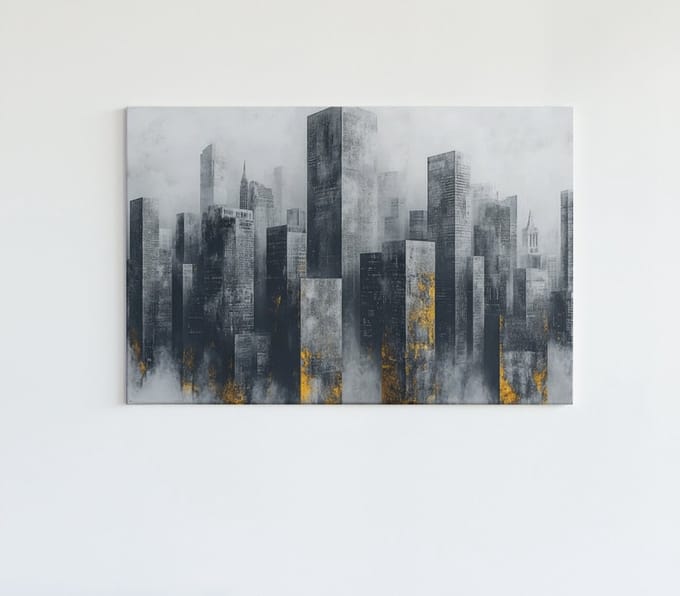 Canvas Schilderij - Wolkenkrabbers - 60x40x2 cm