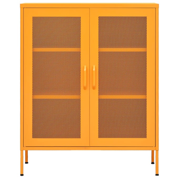 vidaXL - Opbergkast - mosterdgeel - 80x35x101,5 - cm - staal
