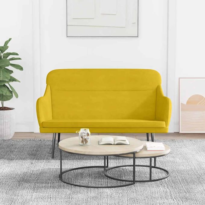 vidaXL Bankje 110x76x80 cm fluweel geel