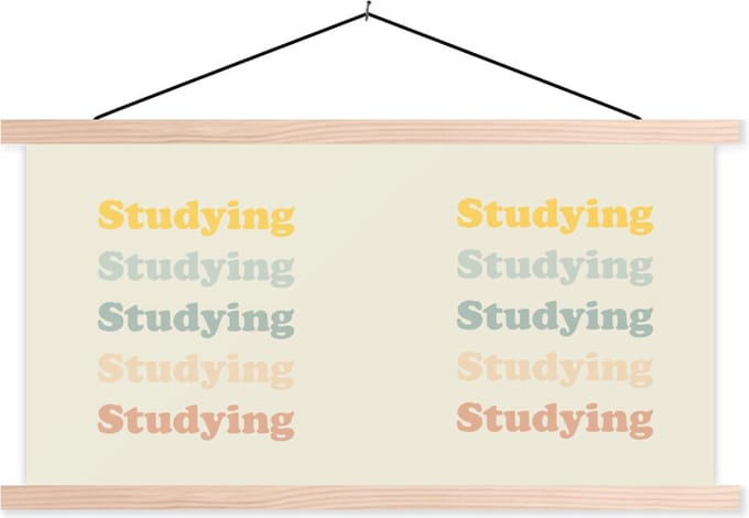 Posterhanger incl. Poster 150x75 cm - Schoolplaat - Quotes - Studenleven - Leren - Studenten - Textielposter - Blanke latten