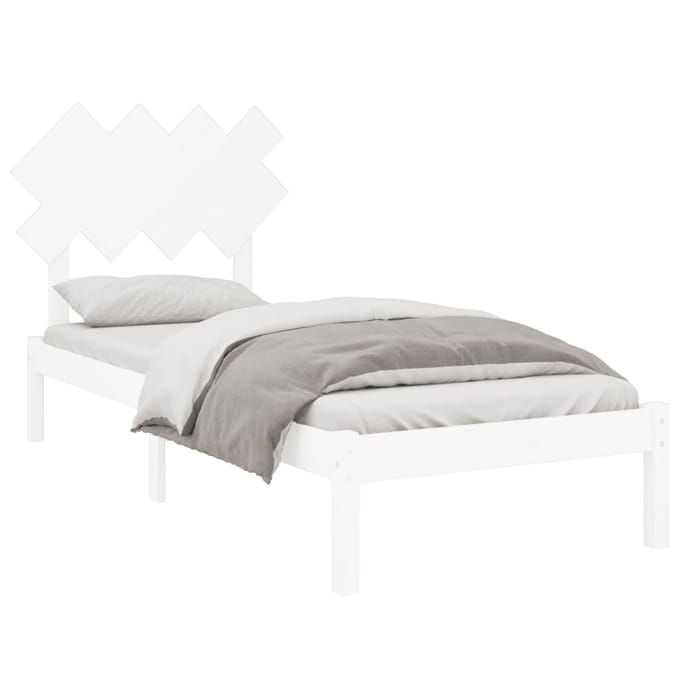 vidaXL - Bedframe - massief - hout - wit - 90x190 - cm