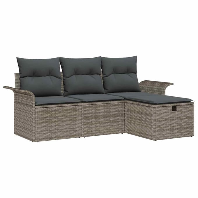 vidaXL - Tuinbank - Set - 4 - st - Grijs - poly - rattan