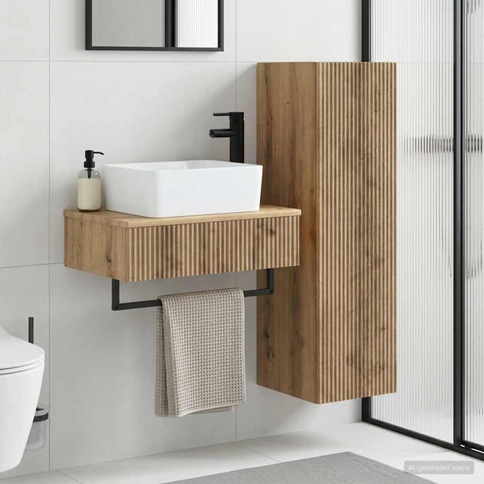 vidaXL - Badkamerkast - set - 2 - st - Artisanaal - eiken - 33 - x - 34,5 - x - 100 - cm