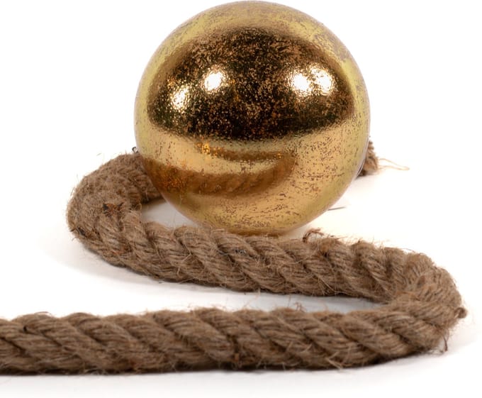 Anna Collection verlichte kerstballen glas- 2x -goud -aan touw -D10 cm -warm wit